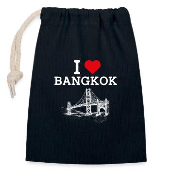 Thaïlande I Love Bangkok Golden Gate Bridge Drapeau - Sac cadeau en coton avec cordon (14 x 20 cm) - bleu marine - Devant