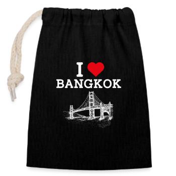 Thaïlande I Love Bangkok Golden Gate Bridge Drapeau - Sac cadeau en coton avec cordon (14 x 20 cm) - noir - Devant