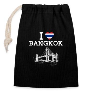 J’aime Bangkok Cool Thaïlande Golden Gate Bridge - Sac cadeau en coton avec cordon (14 x 20 cm) - noir - Devant
