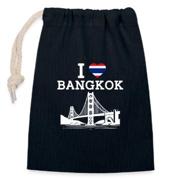J’aime Bangkok Thaïlande Golden Gate Bridge Drapeau - Sac cadeau en coton avec cordon (14 x 20 cm) - bleu marine - Devant