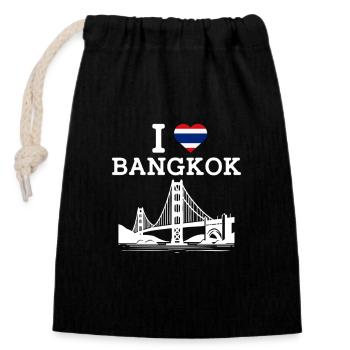 J’aime Bangkok Thaïlande Golden Gate Bridge Drapeau - Sac cadeau en coton avec cordon (14 x 20 cm) - noir - Devant