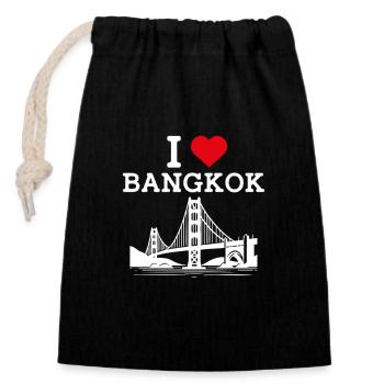 J’aime Bangkok Thaïlande Golden Gate Bridge Heart - Sac cadeau en coton avec cordon (14 x 20 cm) - noir - Devant