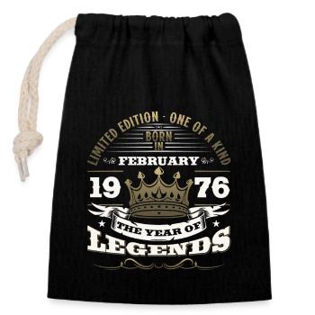 49ème anniversaire cadeau mari Original février 1976 - Sac cadeau en coton avec cordon (14 x 20 cm) - noir - Devant
