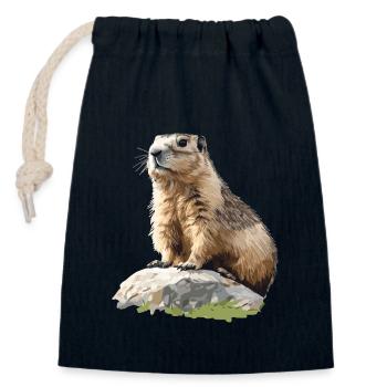 Marmots Groundhog - Closable cotton gift bag (14x20cm) - navy - Front