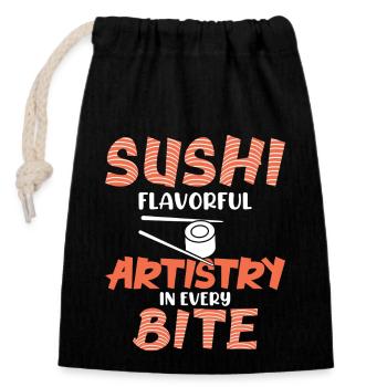 Sushi Japan Essen Sushi-Mahlzeit - Verschließbarer Geschenkbeutel aus Baumwolle (14x20cm) - Schwarz - Vorne
