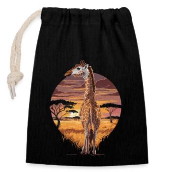 Girafe dans la savane – Art de la nature africaine - Sac cadeau en coton avec cordon (14 x 20 cm) - noir - Devant