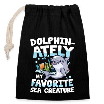 Dolphin-ately My Favorite Sea Creature - Verschließbarer Geschenkbeutel aus Baumwolle (14x20cm) - Schwarz - Vorne