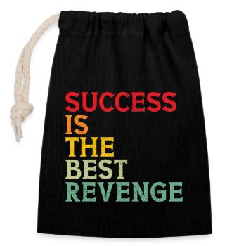 Success is the best revenge Moitvational - Closable cotton gift bag (14x20cm) - black - Front