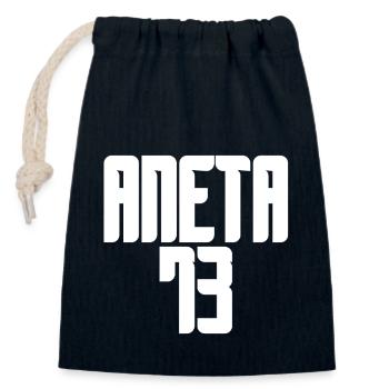 Aneta - Sac cadeau en coton avec cordon (14 x 20 cm) - bleu marine - Devant