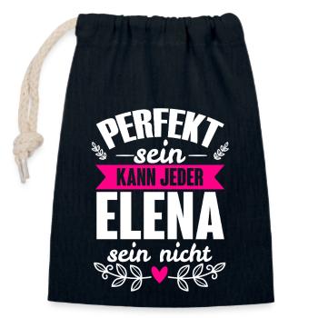Elena - Perfekt Sein Kann Jeder Elena Sein Nicht - Verschließbarer Geschenkbeutel aus Baumwolle (14x20cm) - Navy - Vorne