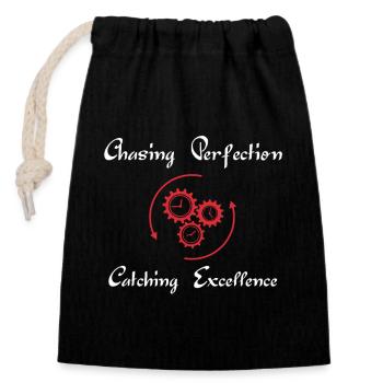 Kaizen Mindset Chasing Perfection - Closable cotton gift bag (14x20cm) - black - Front