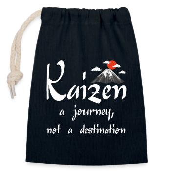 Kaizen A Journey Not A Destination - Closable cotton gift bag (14x20cm) - navy - Front