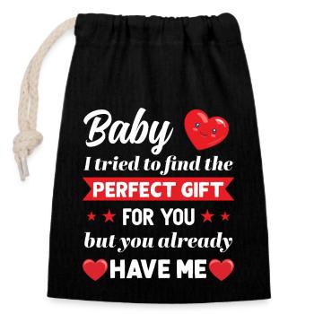 Bébé cadeau parfait pour vous Cadeau Saint-Valentin - Sac cadeau en coton avec cordon (14 x 20 cm) - noir - Devant