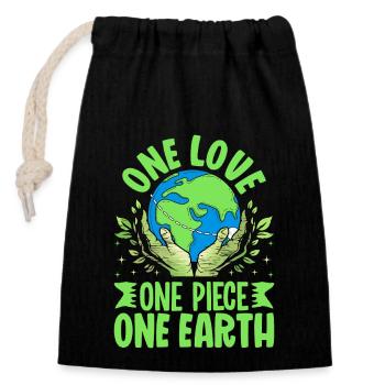 Un Amour, Une Terre - Sac cadeau en coton avec cordon (14 x 20 cm) - noir - Devant