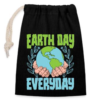 Jour de la Terre tous les jours - Sac cadeau en coton avec cordon (14 x 20 cm) - noir - Devant