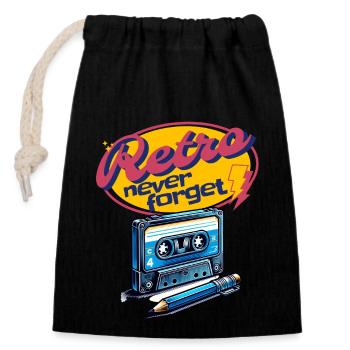 Retro Cassette and Pen Never Forget Cool Fun - Closable cotton gift bag (14x20cm) - black - Front