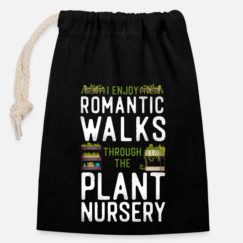 Plant Lover Gardening I Enjoy Long - Verschließbarer Geschenkbeutel aus Baumwolle (14x20cm) - Schwarz