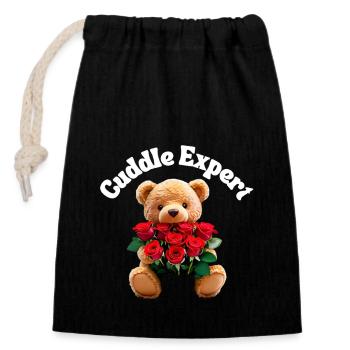 Cuddle Expert - Closable cotton gift bag (14x20cm) - black - Front