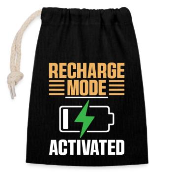 Recharge Mode Activated Sayings For Introverts - Closable cotton gift bag (14x20cm) - black - Front