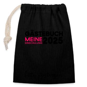 Livre d’or Inscription à l’école 2025 Jeunes filles Écolier - Sac cadeau en coton avec cordon (14 x 20 cm) - noir - Devant