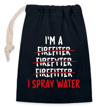Funny Fire Brigade Design for Firefighters - Closable cotton gift bag (14x20cm) - navy - Front