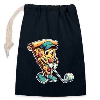 Golf Pizza - Closable cotton gift bag (14x20cm) - navy - Front