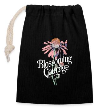 Floraison Courage Fleur inspirante Floraison - Sac cadeau en coton avec cordon (14 x 20 cm) - noir - Devant
