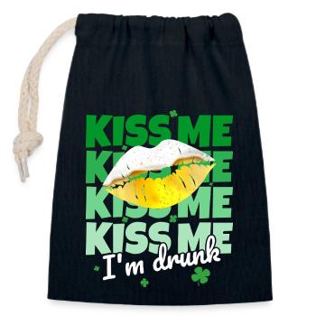 St. Patricks Day Kiss Me I m Drunk Spruch Lustig - Verschließbarer Geschenkbeutel aus Baumwolle (14x20cm) - Navy - Vorne