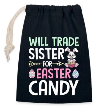 Will Trade Sister For Easter Candy - Closable cotton gift bag (14x20cm) - navy - Front