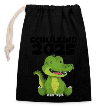 Écolier 2025 Inscription des jeunes filles à l’école 2025 Décoration - Sac cadeau en coton avec cordon (14 x 20 cm) - noir - Devant