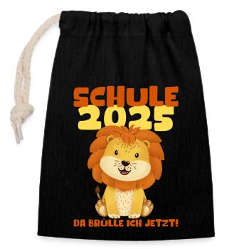 Écolier 2025 Inscription des jeunes filles à l’école 2025 Décoration - Sac cadeau en coton avec cordon (14 x 20 cm) - noir - Devant