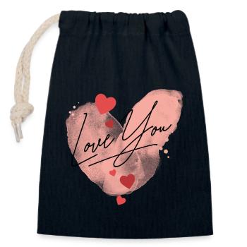 I love you Heart Love Couple In Love - Closable cotton gift bag (14x20cm) - navy - Front