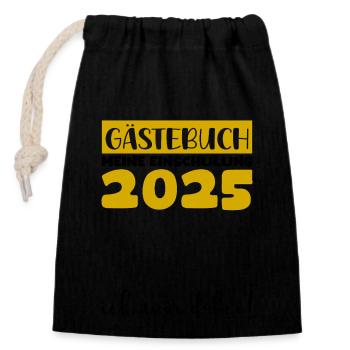 Livre d’or Inscription à l’école 2025 Jeunes filles Écolier - Sac cadeau en coton avec cordon (14 x 20 cm) - noir - Devant
