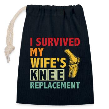 Ich überlebte die Knie-OP meiner Frau - Verschließbarer Geschenkbeutel aus Baumwolle (14x20cm) - Navy - Vorne