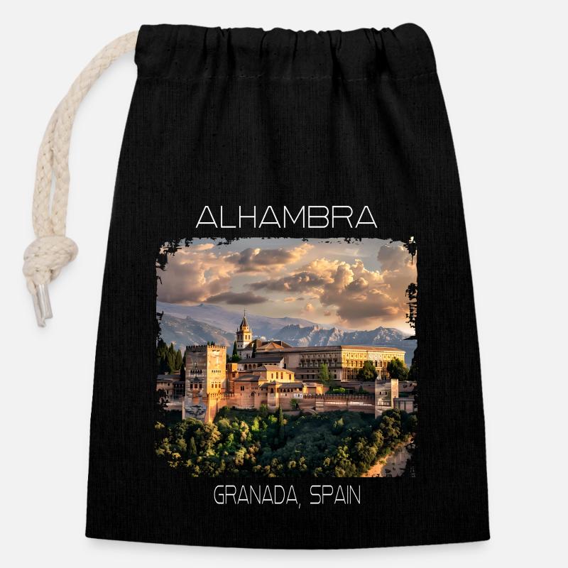 Alhambra - Verschließbarer Geschenkbeutel aus Baumwolle (14x20cm) - Schwarz