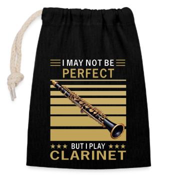 I MAY NOT BE PERFECT CLARINET - Verschließbarer Geschenkbeutel aus Baumwolle (14x20cm) - Schwarz - Vorne