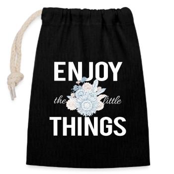 Enjoy the little things Enjoy the Little - Closable cotton gift bag (14x20cm) - black - Front