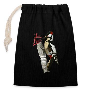 Woodpecker Live-Musik Woodpecker Live Music - Closable cotton gift bag (14x20cm) - black - Front
