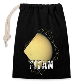 Titan Saturn Mond - Verschließbarer Geschenkbeutel aus Baumwolle (14x20cm) - Schwarz - Vorne