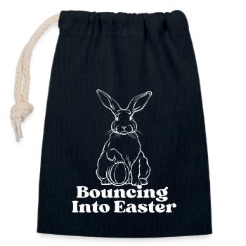 Bouncing into Easter - Closable cotton gift bag (14x20cm) - navy - Front