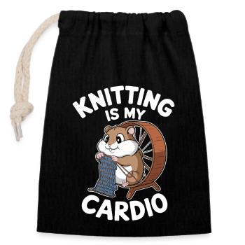 Stricken Ist Mein Cardio Lustiger Hamster - Verschließbarer Geschenkbeutel aus Baumwolle (14x20cm) - Schwarz - Vorne