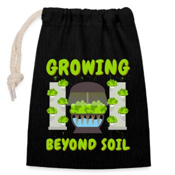 Growing Beyond Soil - Closable cotton gift bag (14x20cm) - black - Front