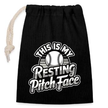 This is my resting Pitch Face Funny Baseball Pun - Closable cotton gift bag (14x20cm) - black - Front