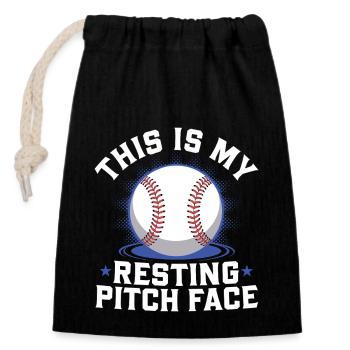 This is my resting Pitch Face Funny Baseball Pun - Closable cotton gift bag (14x20cm) - black - Front