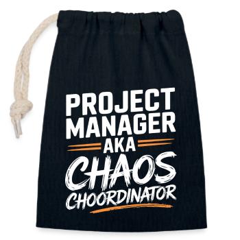 Project Manager aka Chaos Choordinator - Closable cotton gift bag (14x20cm) - navy - Front