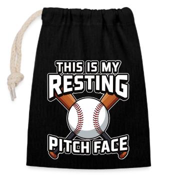 This is my resting Pitch Face Funny Baseball Pun - Closable cotton gift bag (14x20cm) - black - Front