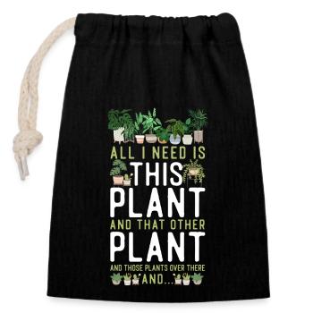 Plant Lover Jardinage Tout ce dont j’ai besoin - Sac cadeau en coton avec cordon (14 x 20 cm) - noir - Devant