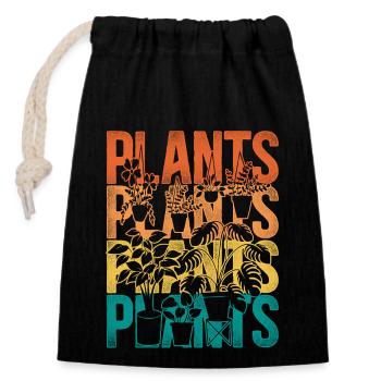 Amoureux des plantes jardinage rétro - Sac cadeau en coton avec cordon (14 x 20 cm) - noir - Devant
