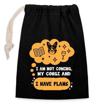 Dictons Introvertis Corgi Pour Les Introvertis - Sac cadeau en coton avec cordon (14 x 20 cm) - noir - Devant