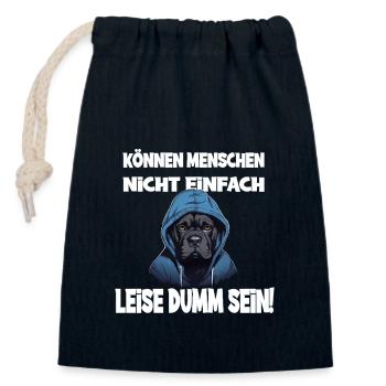 Can't people just be quietly stupid with - Closable cotton gift bag (14x20cm) - navy - Front